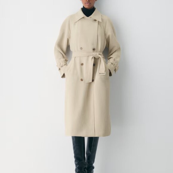 NWT Aritzia The Magnolia Trench Coat - Crepette Marcona Beige S - Picture 2 of 12